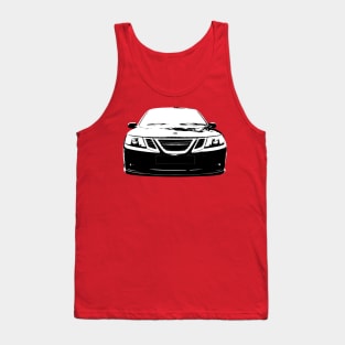 Saab 9-3 2nd generation classic car black/white monoblock Tank Top